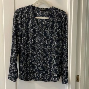 Banana Republic navy floral blouse
